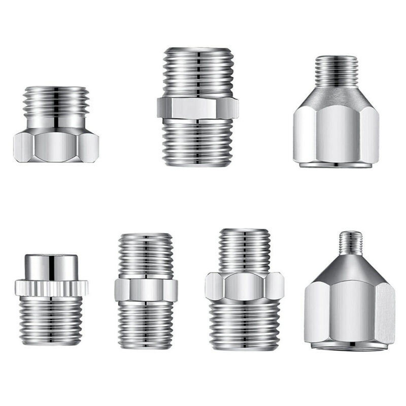 Airbrush Adaptor Kit Compressor Connector Set 1/4 to 1/8 Threaded Plug for Connecting for Compressor and Airbrush Hose