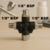 3 Way Airbrush Air Hose Splitter Manifold with 1/8 inch BSP Fittings, Spray Connector Push to Connect Fittings