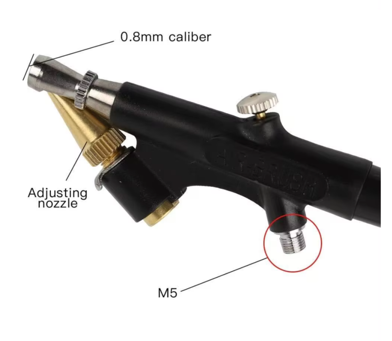 Airbrush Set Single-Action External Mix Siphon Feed Airbrush Set with 0.8mm Tip and 1/8" air inlet