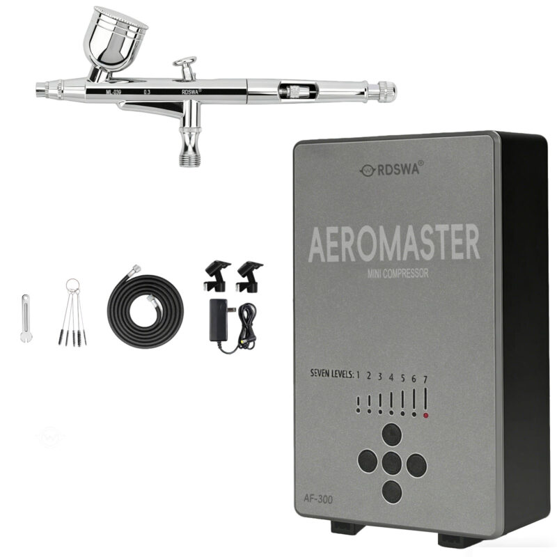 RDSWA Airbrush kit with Air Compressor, 55PSI High Pressure Dual-Action Air Brush Gun, Airbrush Spray Gun Set for Models Painting, Makeup, Cakes, Tattoo, Nails Art
