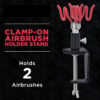 Airbrush Clamp-On 2-Airbrush Holder Stand - Table/Bench Mount - Airbrush Accessories & Supplies for Garage or Workspace