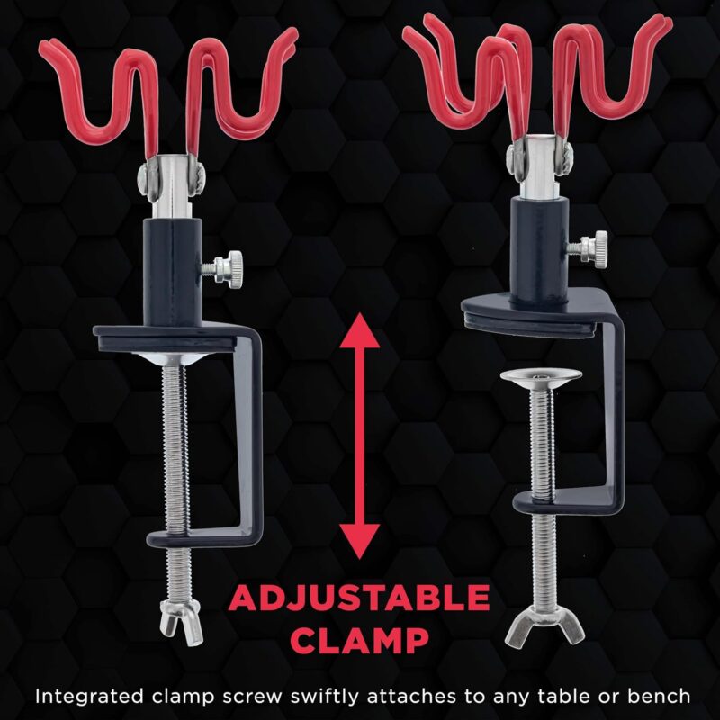 Airbrush Clamp-On 2-Airbrush Holder Stand - Table/Bench Mount - Airbrush Accessories & Supplies for Garage or Workspace