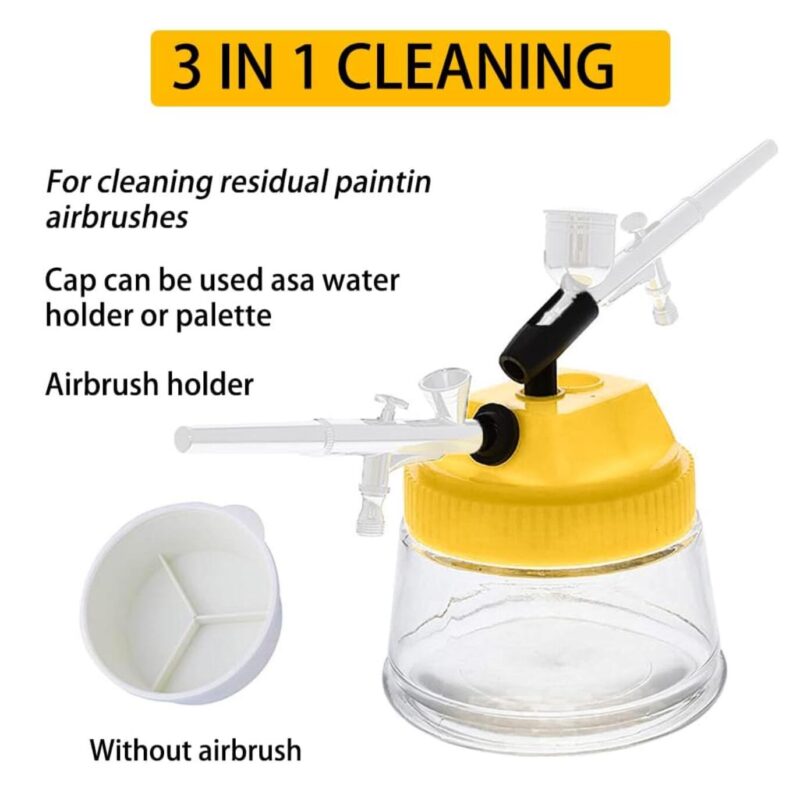 Airbrush Cleaning Pot Airbrush Cleaning Kit for Paint Guns and Airbrushes,  with Big Capacity for Easy Cleaning, Compatible with Most Airbrushes