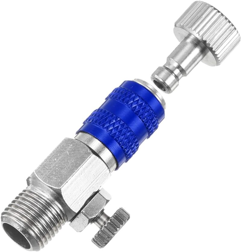 1/8 Air Brush Connector Adapters, Air Brush Quick Connect Air Brush Airflow Control Valve Quick Release Disconnect for Air Brush Hose, Blue