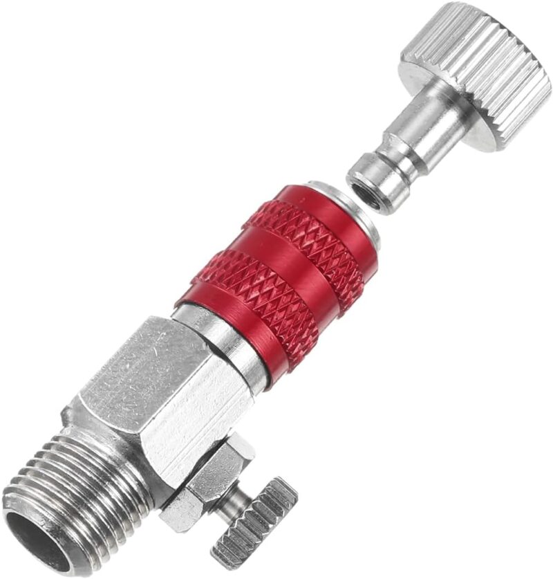 1/8 Air Brush Connector Adapters, Air Brush Quick Connect Air Brush Airflow Control Valve Quick Release Disconnect for Air Brush Hose, Red