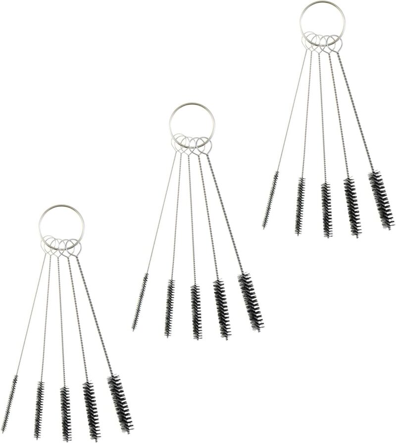5 Piece 4-Inch Airbrush Cleaning Brush, Nylon Tube Brush Set, Straw Cleaning Brush, Carburetor Cleaning Brush, Small Wire Brush, Cleaning Tools, Black