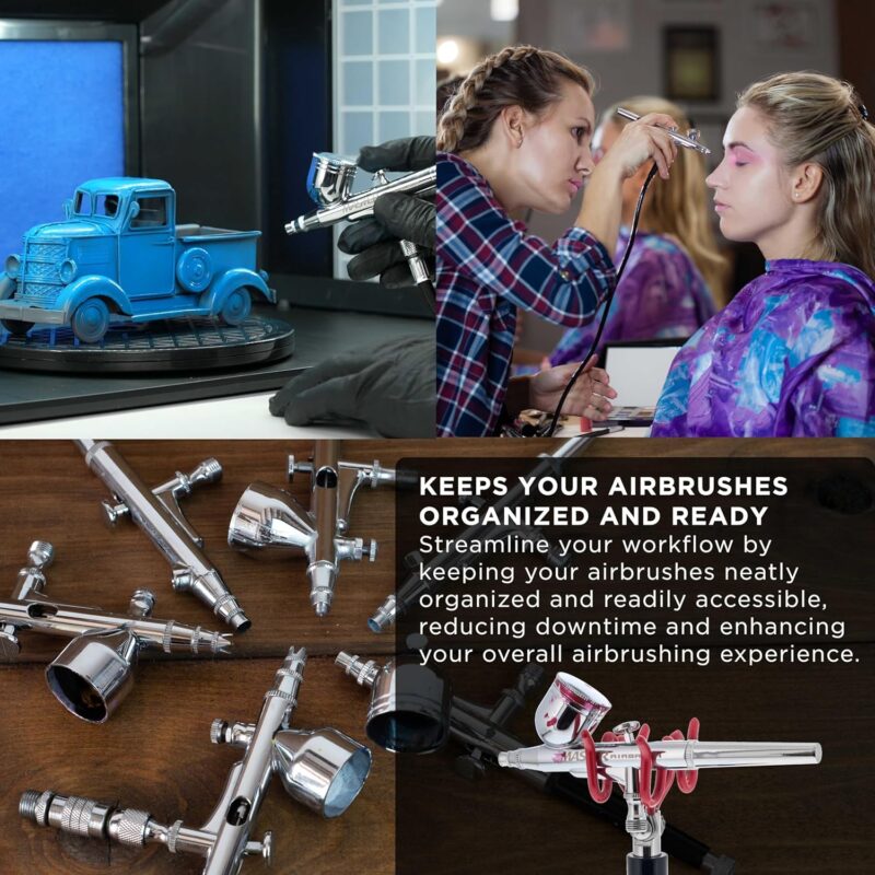 Airbrush Clamp-On 2-Airbrush Holder Stand - Table/Bench Mount - Airbrush Accessories & Supplies for Garage or Workspace