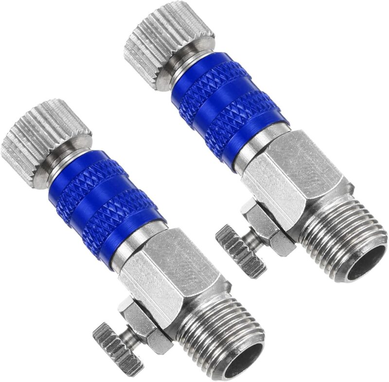1/8 Air Brush Connector Adapters, Air Brush Quick Connect Air Brush Airflow Control Valve Quick Release Disconnect for Air Brush Hose, Blue