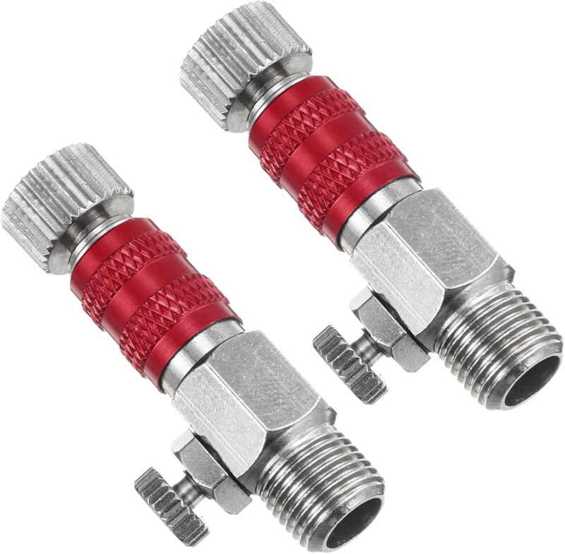 1/8 Air Brush Connector Adapters, Air Brush Quick Connect Air Brush Airflow Control Valve Quick Release Disconnect for Air Brush Hose, Red