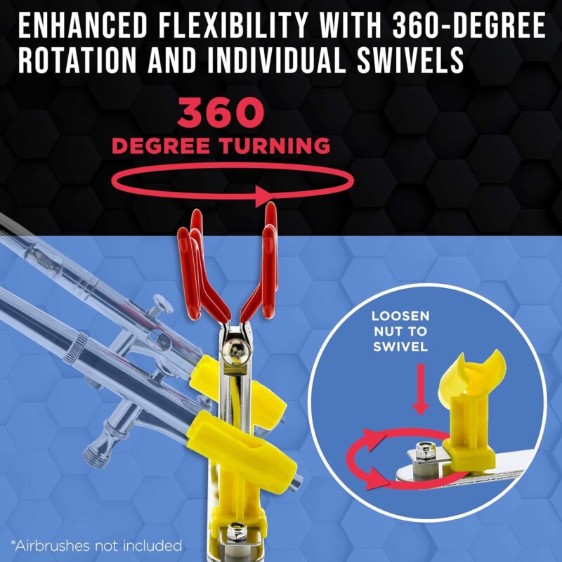 Airbrush Holder Station - Swivel & Tilt Tabletop - Airbrush Accessories & Supplies for Garage or Workspace