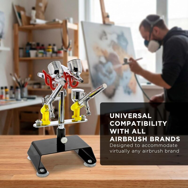 Airbrush Holder Station - Swivel & Tilt Tabletop - Airbrush Accessories & Supplies for Garage or Workspace