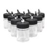 Empty 3/4 Ounce (22cc) Glass Jar Bottles with 30° Down Angle Adaptor Lid Assembly - Fits Dual-Action Siphon Feed Airbrushes, Use with Master, Badger, Paasche, Iwata