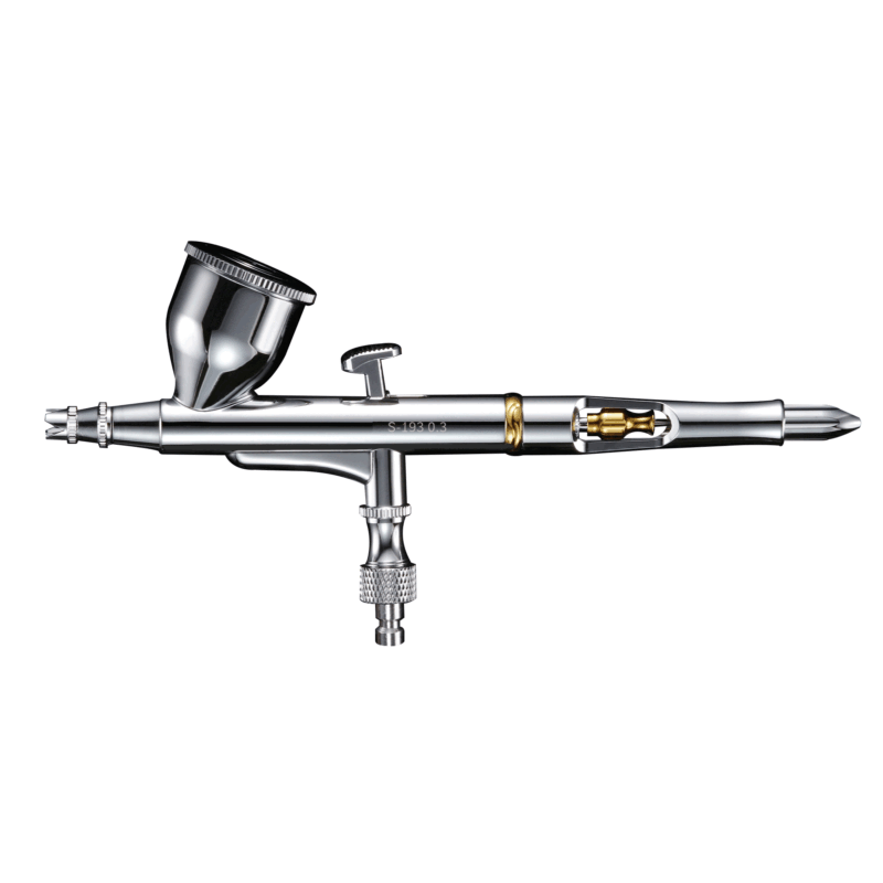 193 RDSWA Airbrush kit, Spray Gun, Airbrush Gun Dual-Action Gravity , 0.3 & 0.5 mm Needle, Air Brush Set Makeup Nail Art Painting Model Coloring Cake Decor Silver