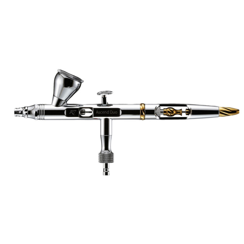 R7 Duo RDSWA Airbrush kit, Spray Gun, Airbrush Gun Dual-Action Gravity , 0.3&0.5mm Needle, Air Brush Set Makeup Nail Art Painting Model Coloring Cake Decor Silver