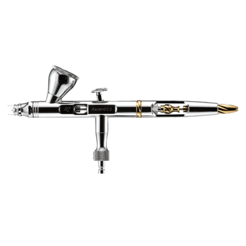 R7 RDSWA Airbrush kit, Spray Gun, Airbrush Gun Dual-Action Gravity , 0.2mm Needle, Air Brush Set Makeup Nail Art Painting Model Coloring Cake Decor Silver
