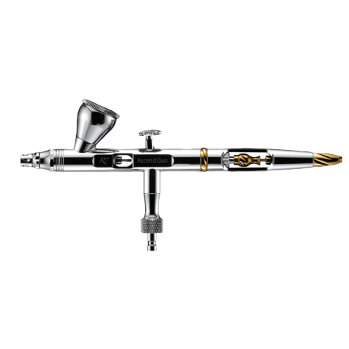 R7 Duo RDSWA Airbrush kit, Spray Gun, Airbrush Gun Dual-Action Gravity , 0.3&0.5mm Needle, Air Brush Set Makeup Nail Art Painting Model Coloring Cake Decor Silver