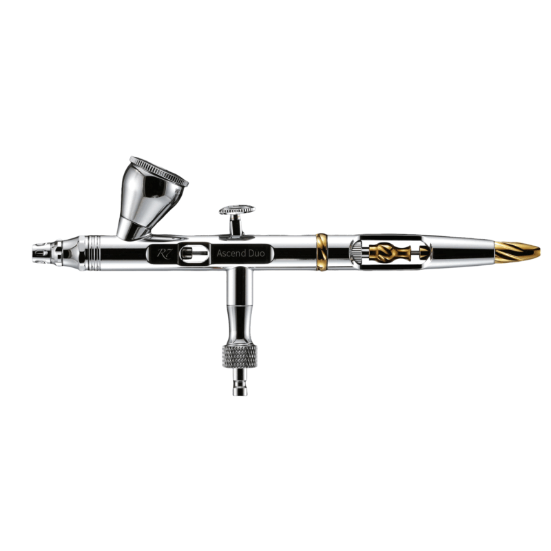 R7 Duo RDSWA Airbrush kit, Spray Gun, Airbrush Gun Dual-Action Gravity , 0.3&0.5mm Needle, Air Brush Set Makeup Nail Art Painting Model Coloring Cake Decor Silver