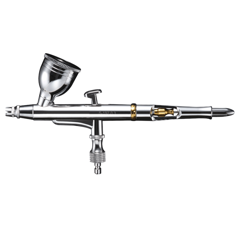 192 RDSWA Airbrush kit, Spray Gun, Airbrush Gun Dual-Action Gravity , 0.3 & 0.5 mm Needle, Air Brush Set Makeup Nail Art Painting Model Coloring Cake Decor Silver