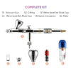 R7 RDSWA Airbrush kit, Spray Gun, Airbrush Gun Dual-Action Gravity , 0.2mm Needle, Air Brush Set Makeup Nail Art Painting Model Coloring Cake Decor Silver